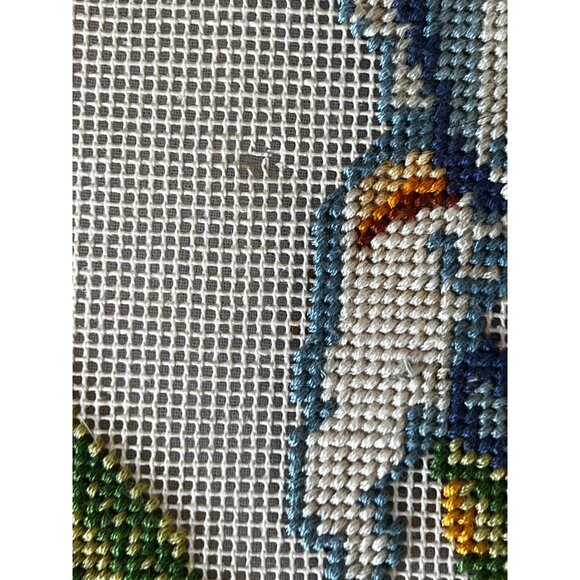 Hand-Stitched Needlepoint Iris Floral Canvas Art Unfinished w/ Materials & Bars - Picture 9 of 16